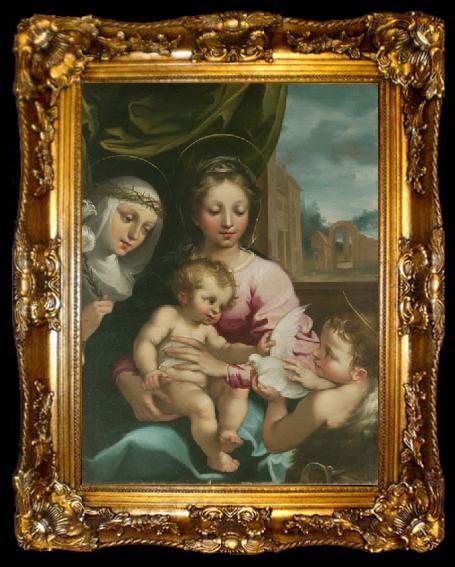 framed  Rutilio Manetti Virgin and Child with the Young Saint John the Baptist and Saint Catherine of Siena, ta009-2